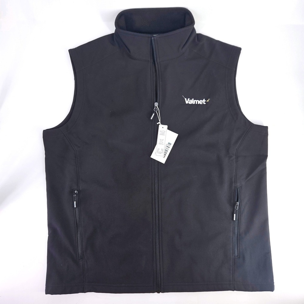 NWT Core365 Mens Black Softshell‎ Fleece Bonded Vest XL Valmet Logo Advertising